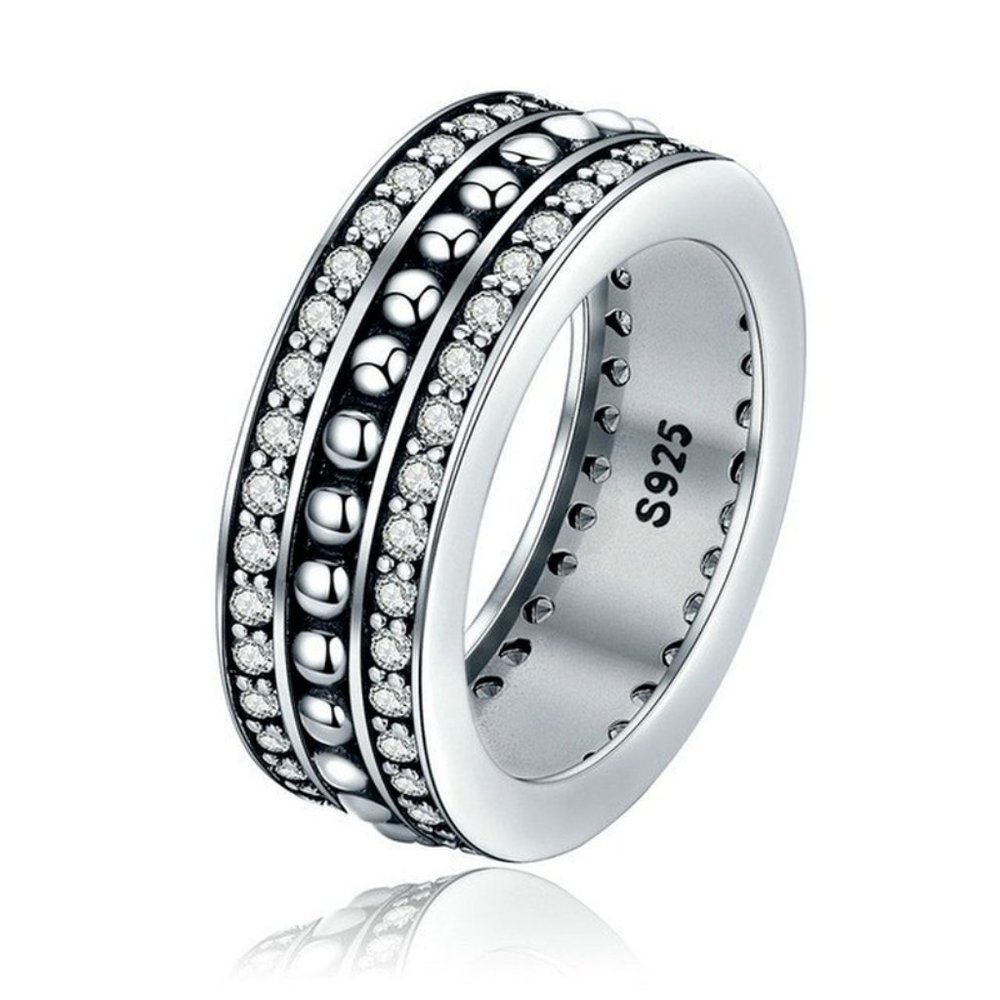 💞 925 Silver Plated Classic White CZ Wedding Couple Ring, FB16FA1089 - Picture 1 of 6